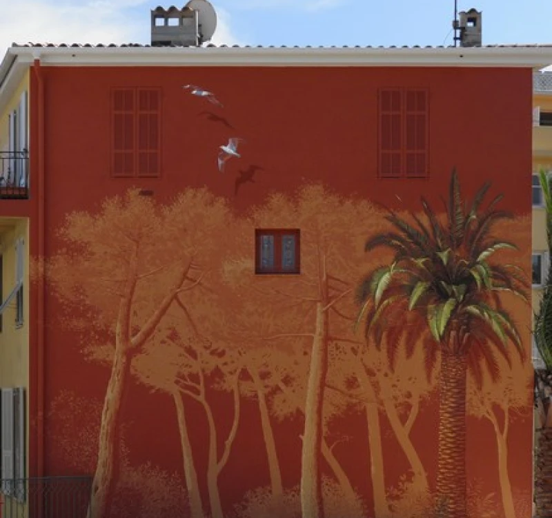 Ravalement façade avec réalisation de fresque avec trompe l’œil 4 Ave Denis Sémeria SJCF